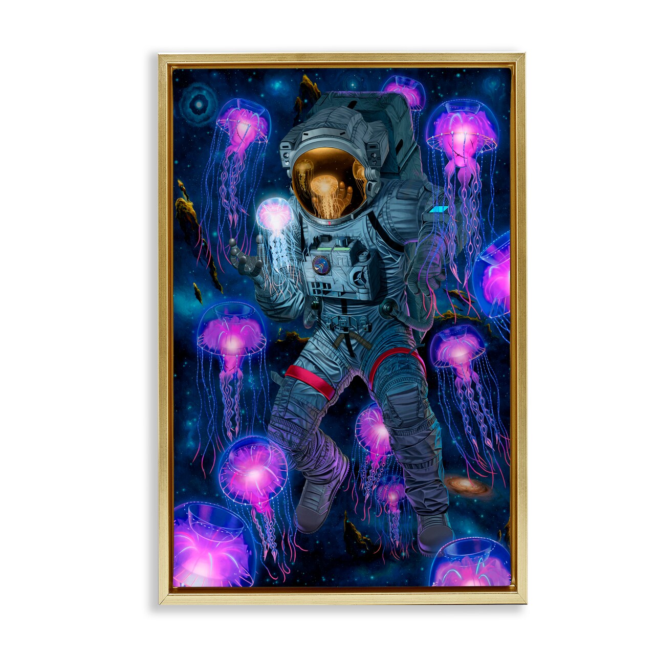 Stupell Industries Cosmic Encounter Astronaut & Jellyfish Floating Frame By Vincent Hie